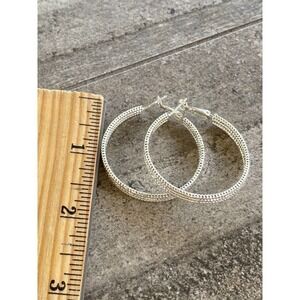 IBB Brilliance Earrings Hoops Fashion Shiny Silver Tone